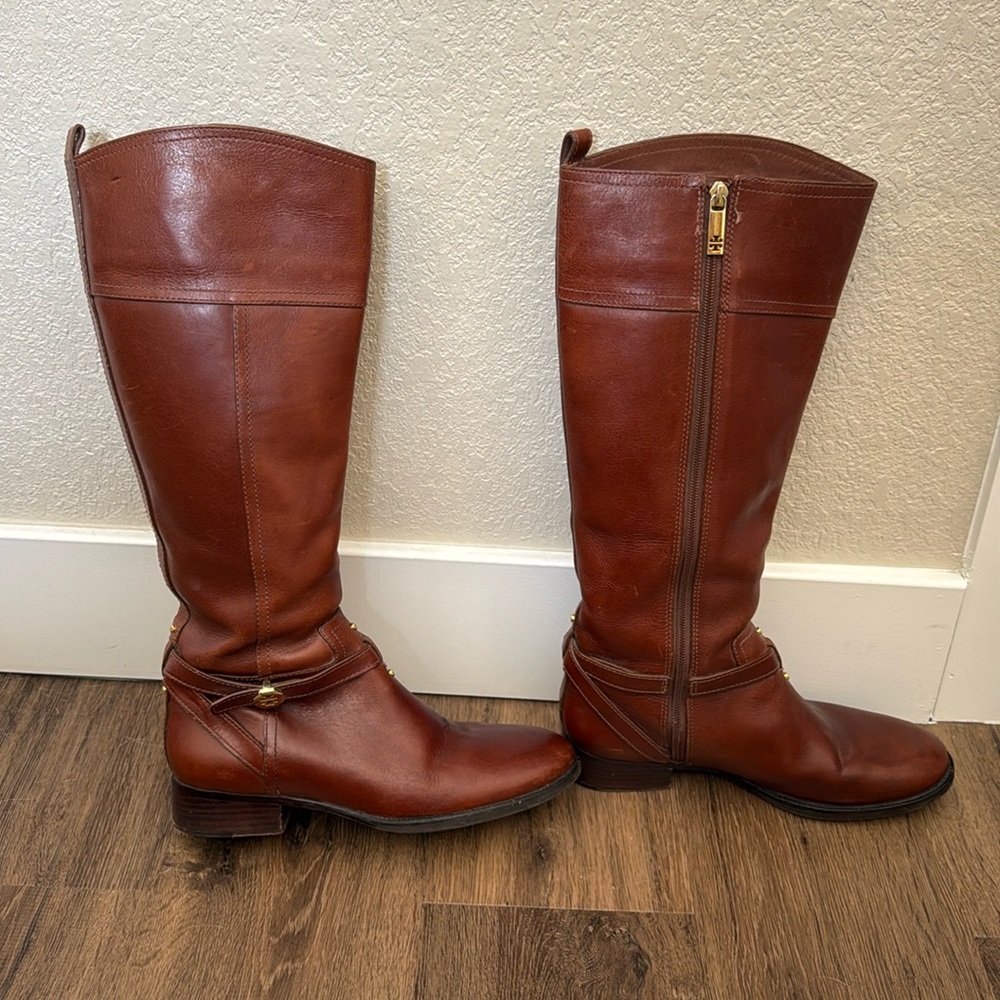 Tory Burch BRITA Riding Boot, Sienna Brown Leather Wmns Sz US10,  MSRP$495